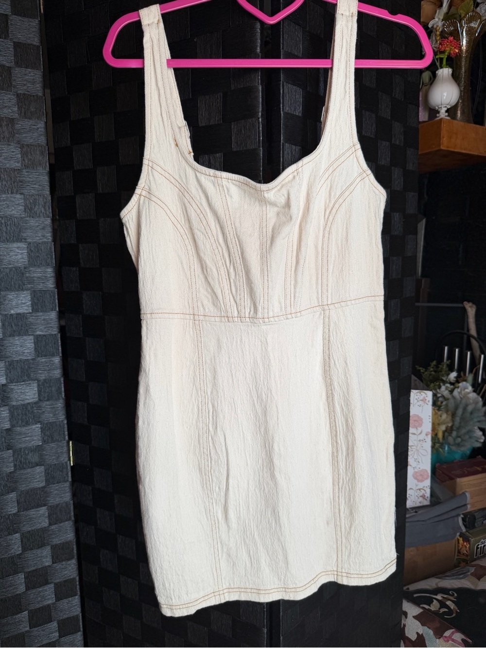 Haute Monde Cream denim Scoop Neck Dress